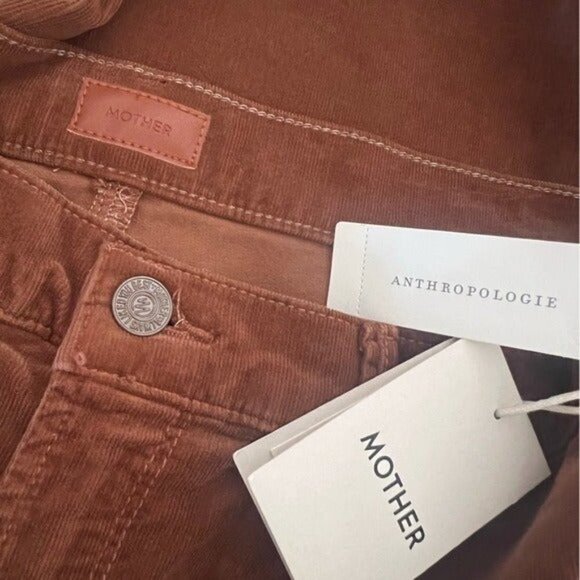 ANTHROPOLOGIE MOTHER The Mid Rise Dazzler Corduroy Pants Monks Robe Brown NEW - Picture 7 of 13